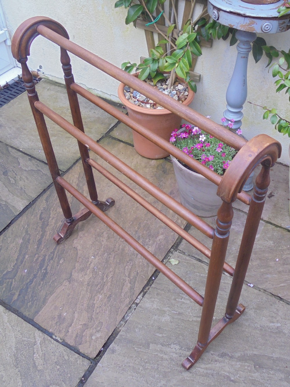 Victorian walnut towel rail clothes hanger View II