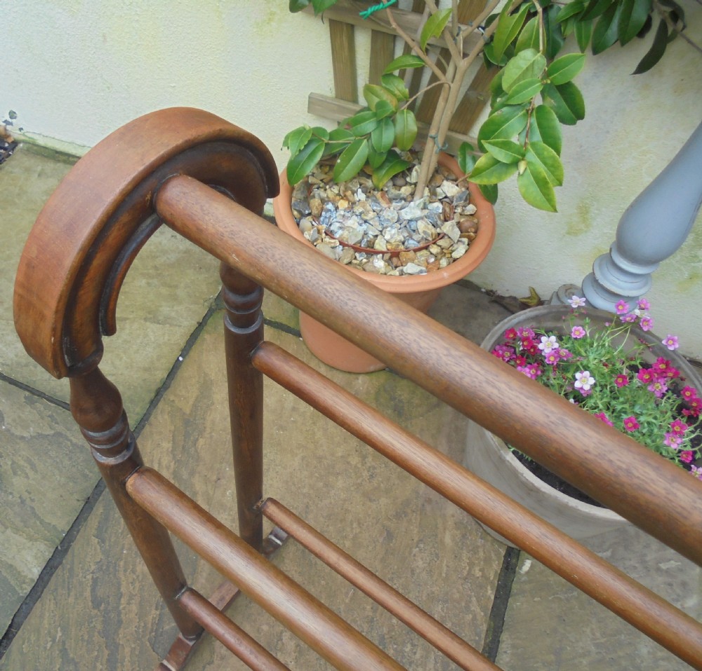 Victorian walnut towel rail clothes hanger View III