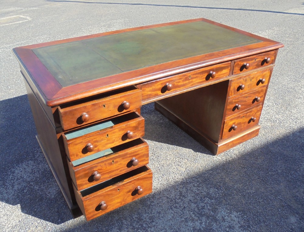 Large mahogany kneehole desk View III