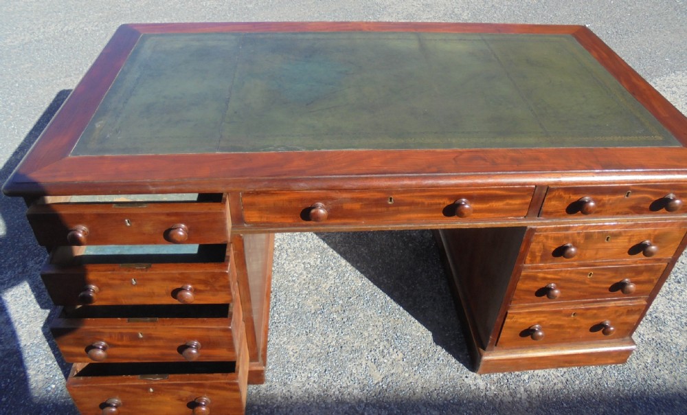 Large mahogany kneehole desk View V
