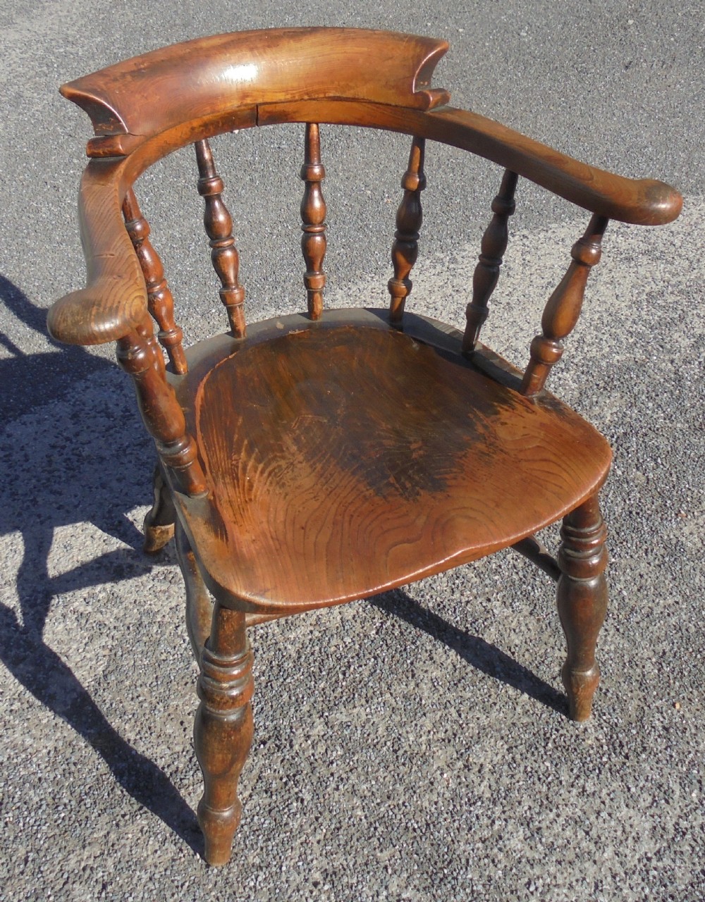 19th century elm smoker's bow chair