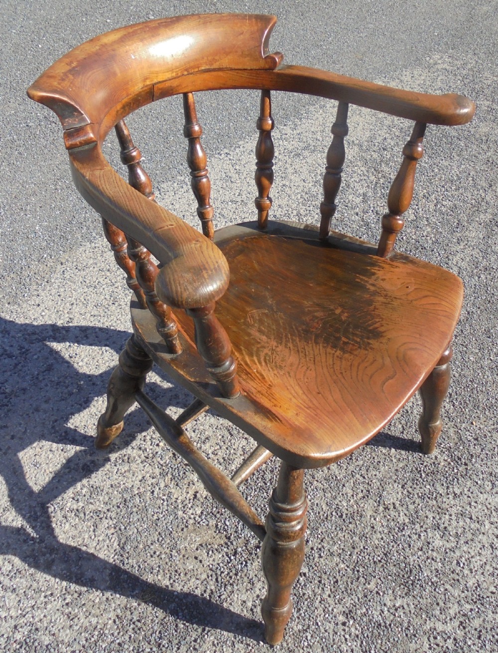 19th century elm smoker's bow chair View II