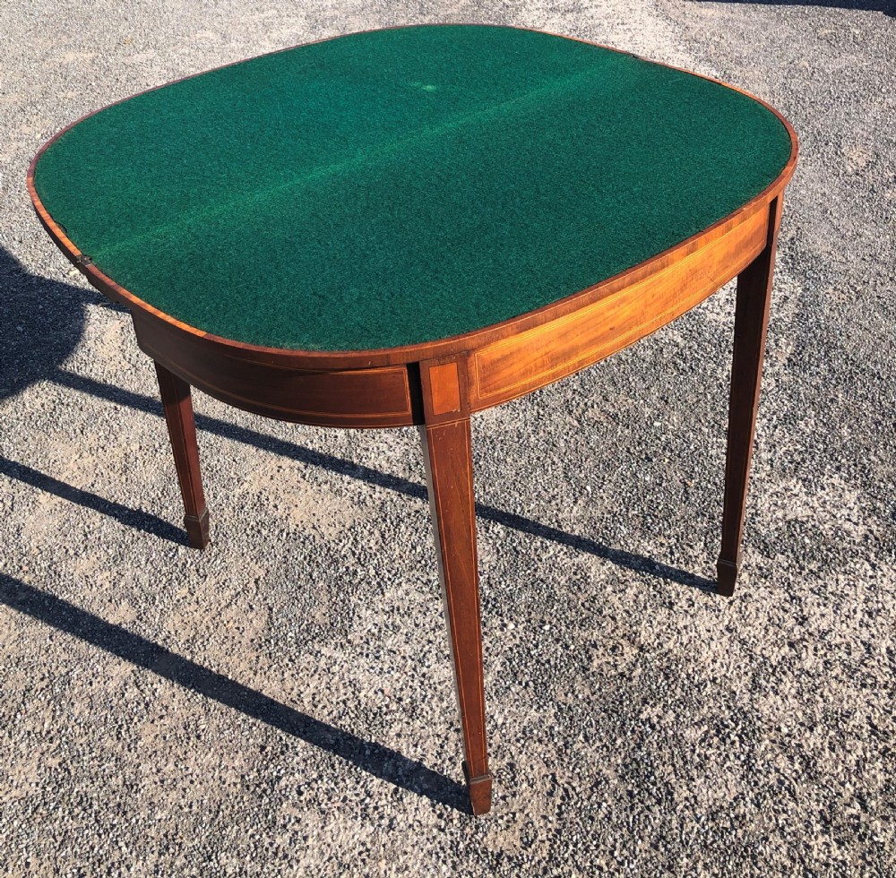 18th century inlaid mahogany card console table  View II