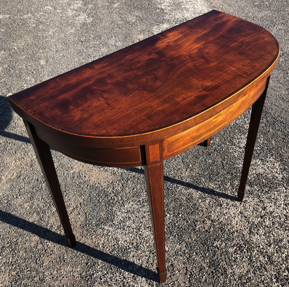 18th century inlaid mahogany card console table  View III
