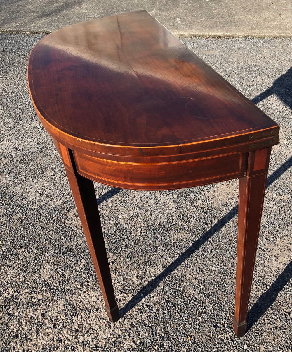 18th century inlaid mahogany card console table  View V
