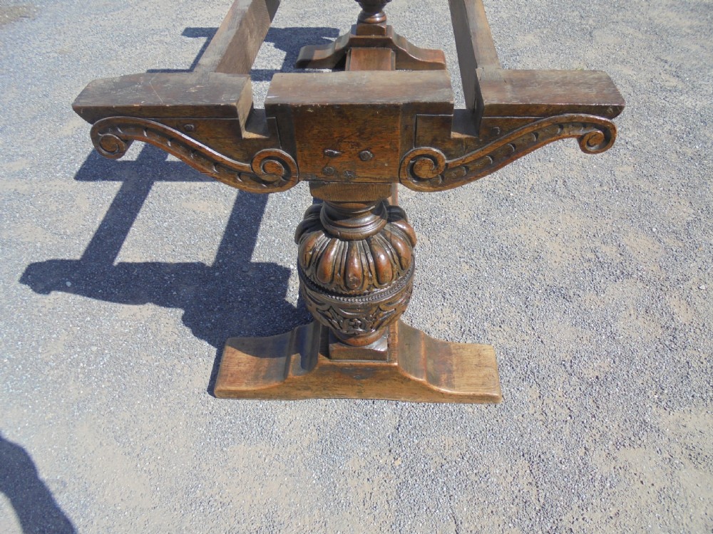 Antique oak refectory farmhouse dining table. Seats twelve View II