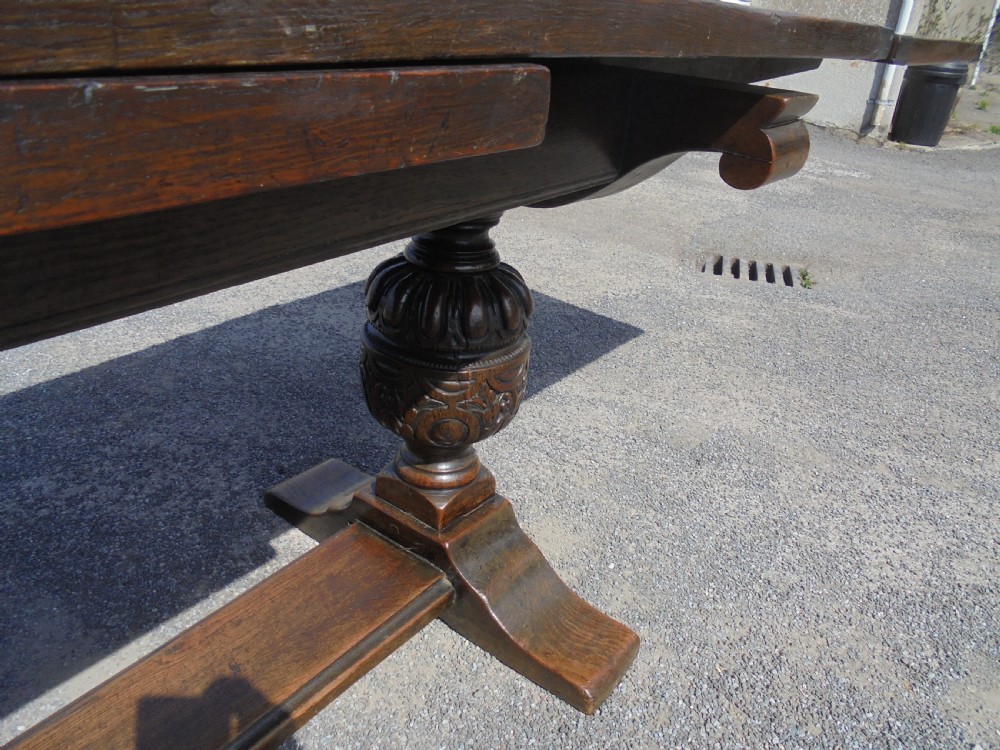Antique oak refectory farmhouse dining table. Seats twelve View VIII