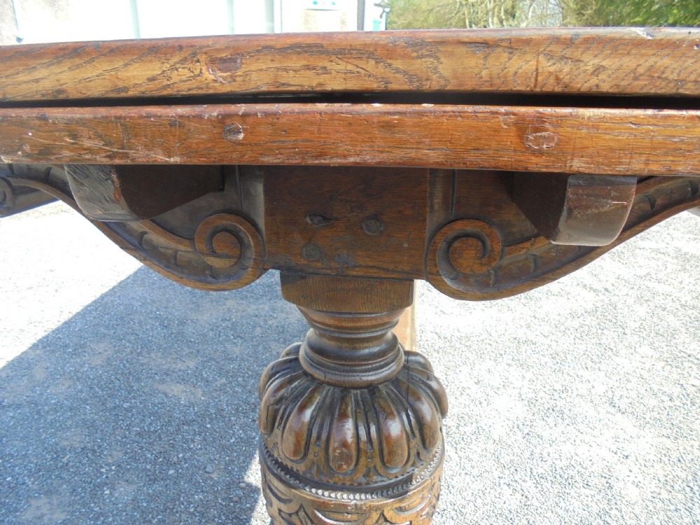 Antique oak refectory farmhouse dining table. Seats twelve View XIII