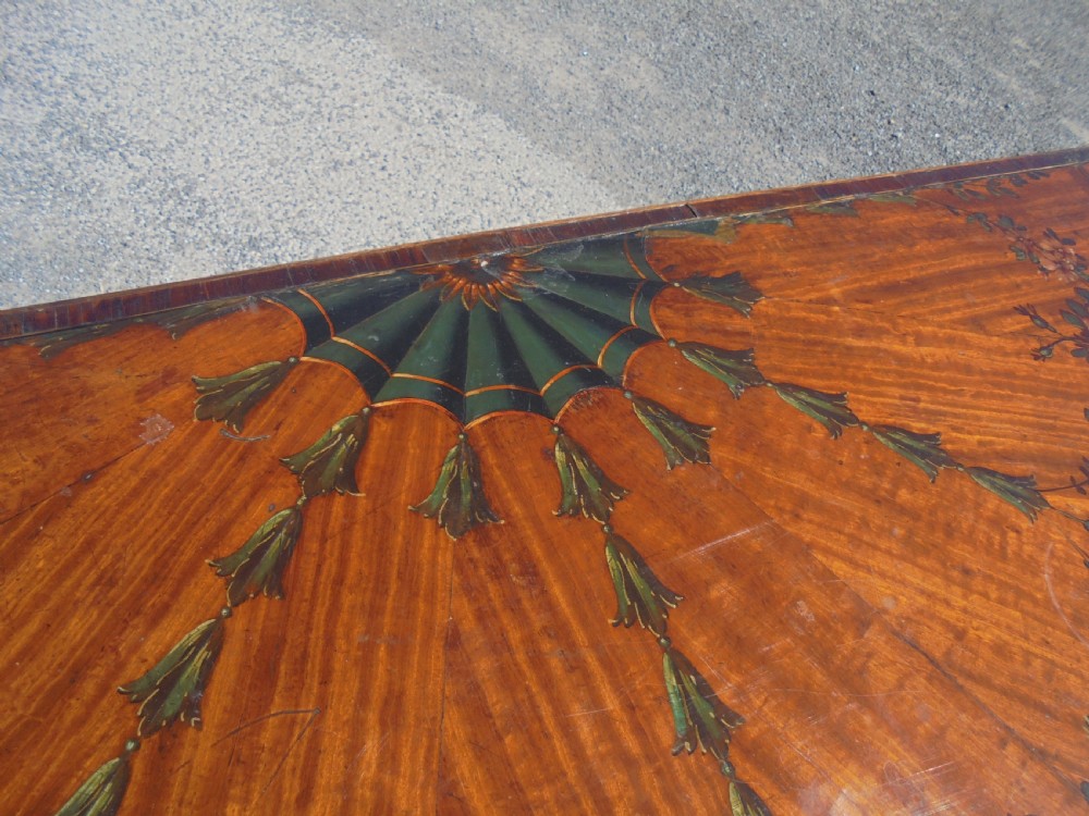18th century decorated satin wood demi lune console table View IV