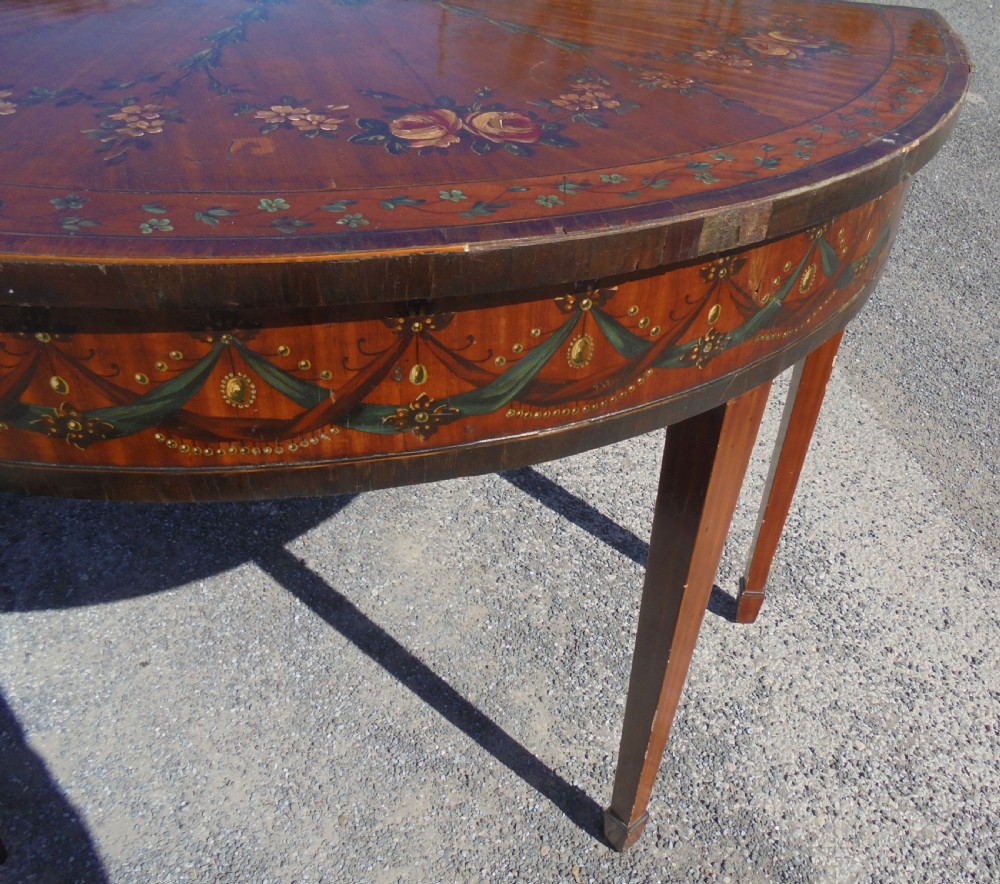 18th century decorated satin wood demi lune console table View V