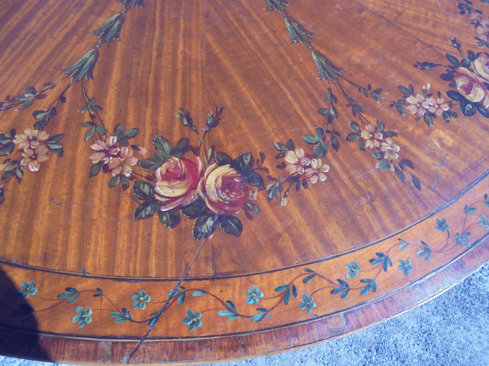 18th century decorated satin wood demi lune console table View VI