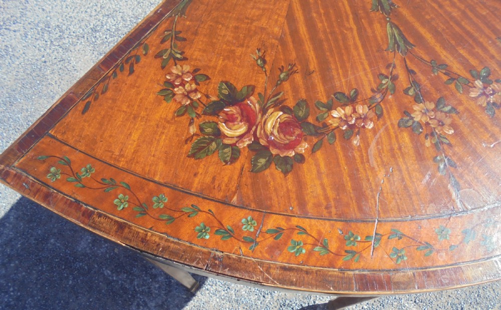 18th century decorated satin wood demi lune console table View VII