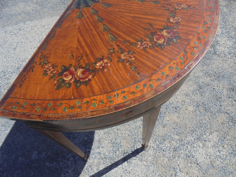 18th century decorated satin wood demi lune console table View IX