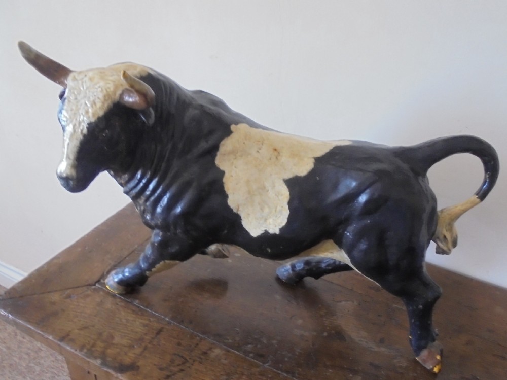 Antique  large  cast  iron bull View II