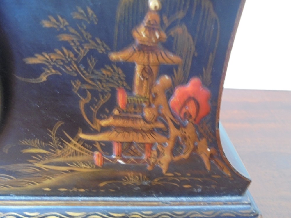 Chisoinnerie lacquered mantle clock signed Payne of Bromley View IV