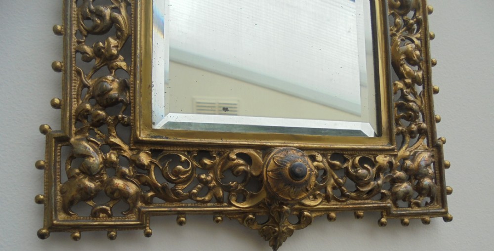 Pair gilded bronze decorative wall mirrors View IV