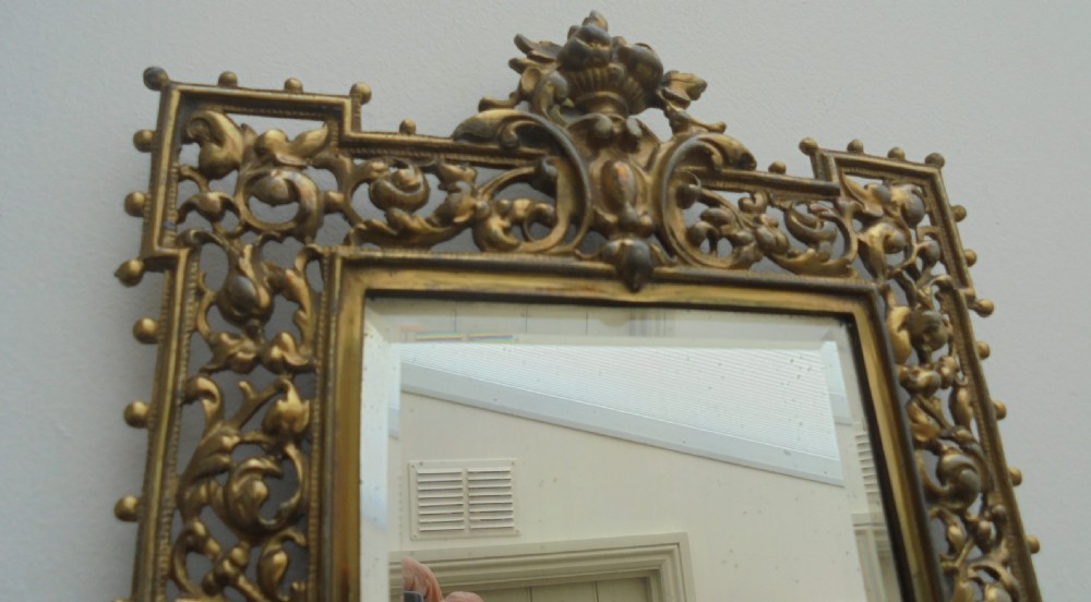 Pair gilded bronze decorative wall mirrors View VI