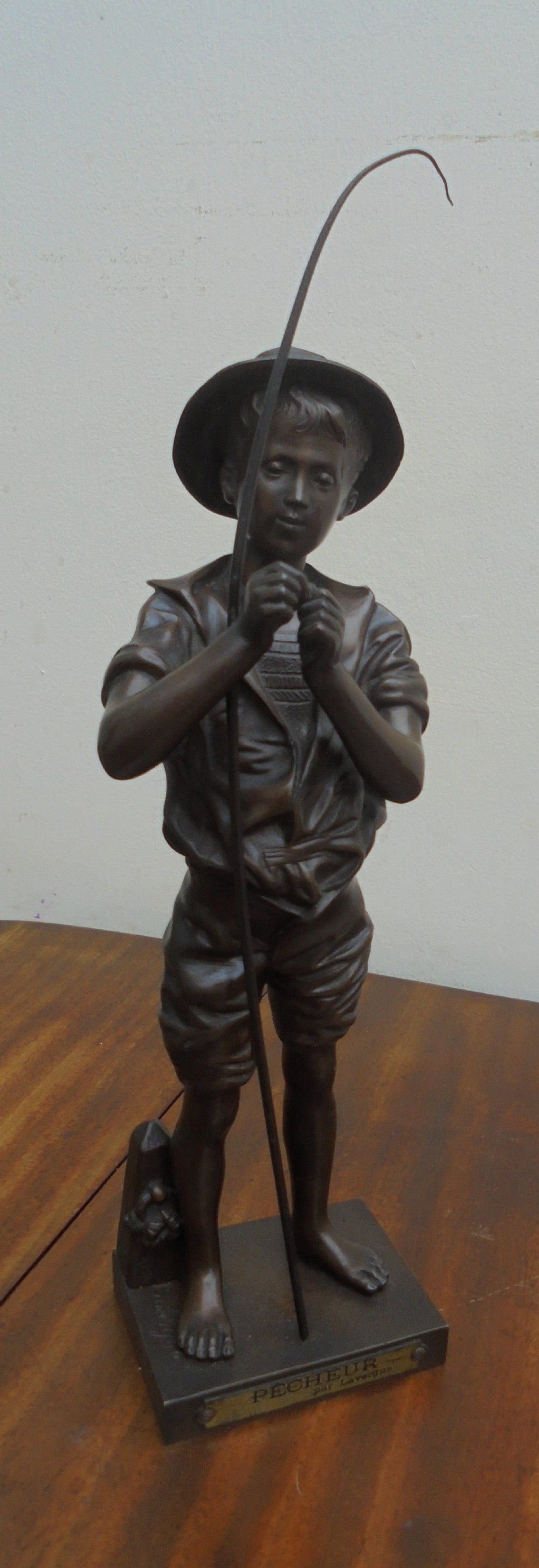 19th century French bronze fisher boy