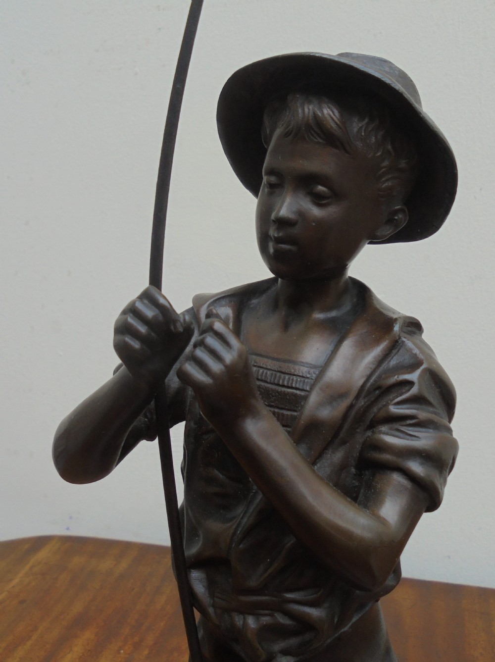 19th century French bronze fisher boy View V
