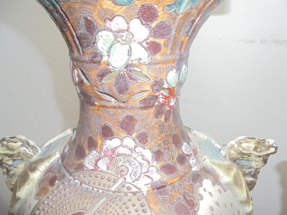 Large Pair Japanese Satsuma vases View VIII