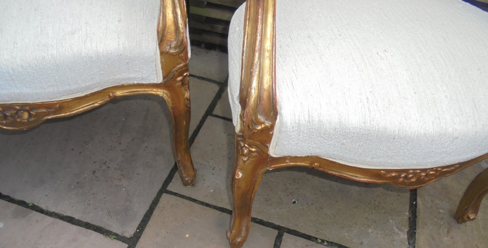 Pair of French gilded armchairs View II