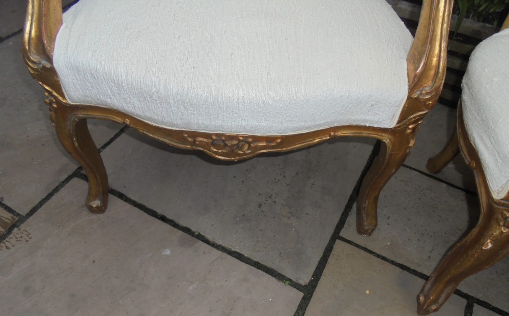 Pair of French gilded armchairs View V