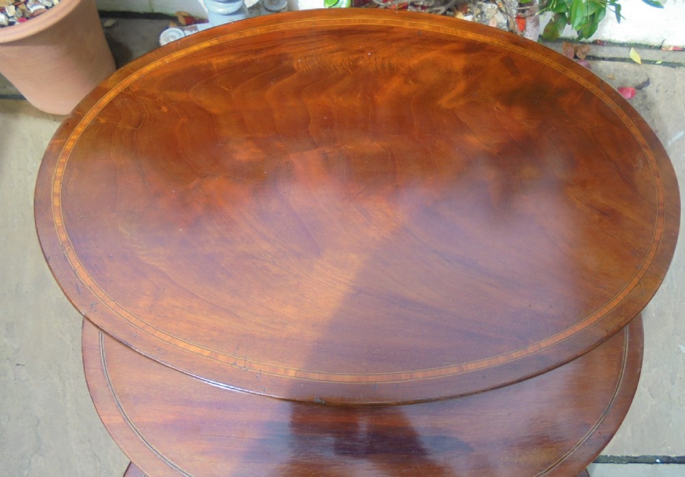Nest of four oval  inlaid mahogany  occasional lamp tables View IV