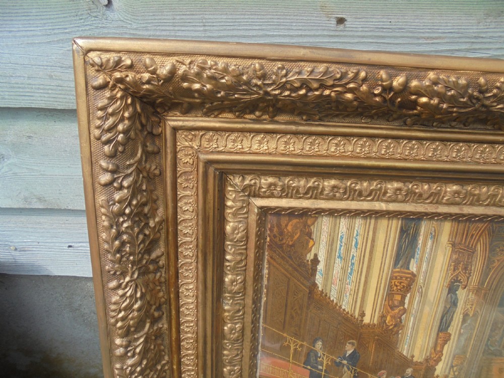 Huge framed chromolithograph of House of Lords by William Morrison Wyllie View II