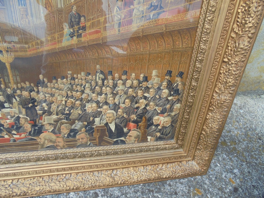 Huge framed chromolithograph of House of Lords by William Morrison Wyllie View IV