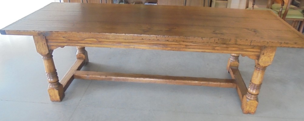 Faded oak farmhouse refectory dining kitchen table .Seats ten