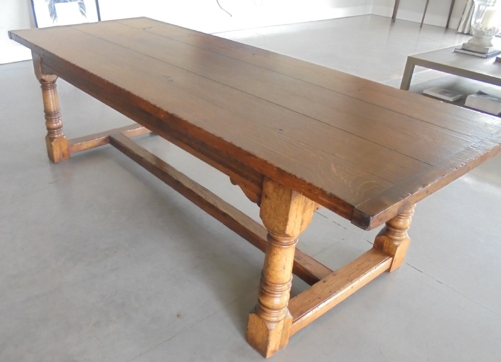Faded oak farmhouse refectory dining kitchen table .Seats ten View III