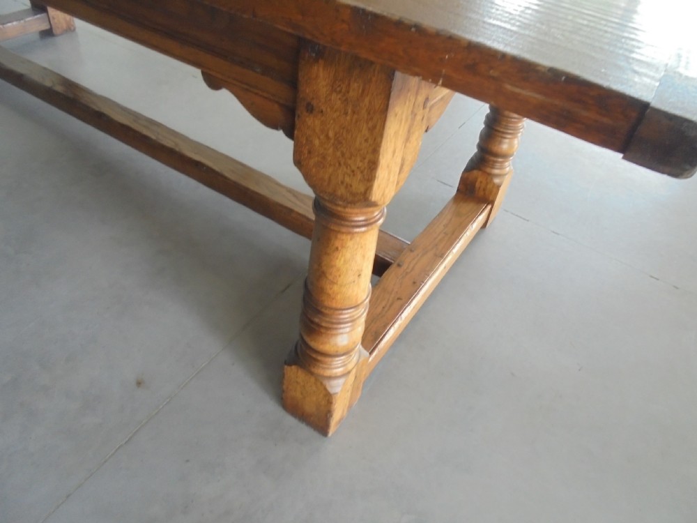Faded oak farmhouse refectory dining kitchen table .Seats ten View IV
