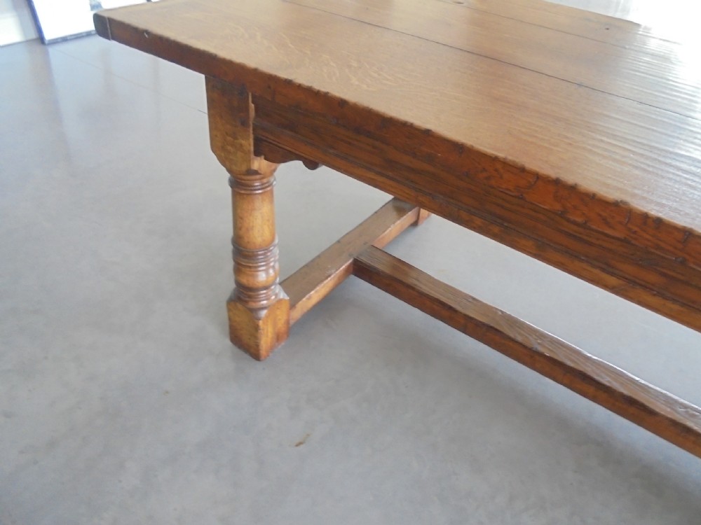 Faded oak farmhouse refectory dining kitchen table .Seats ten View V