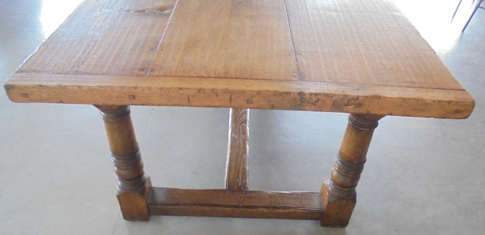 Faded oak farmhouse refectory dining kitchen table .Seats ten View IX