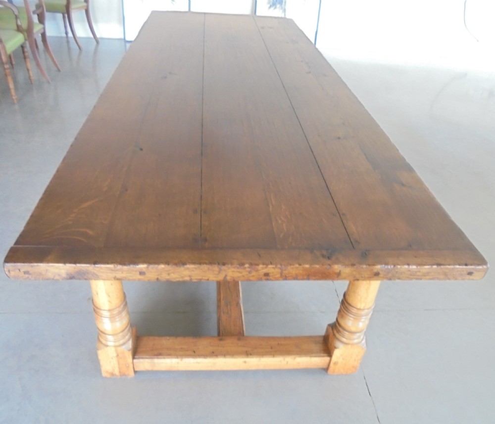 Faded oak farmhouse refectory dining kitchen table .Seats ten View X
