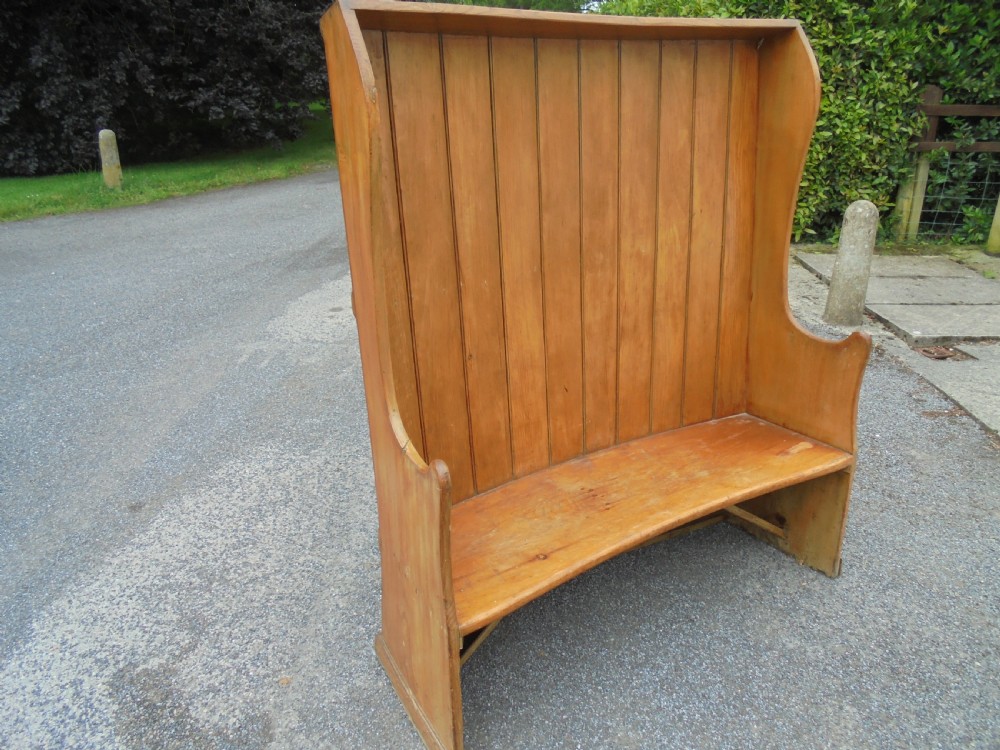 19th century pine,  bowed back country settle