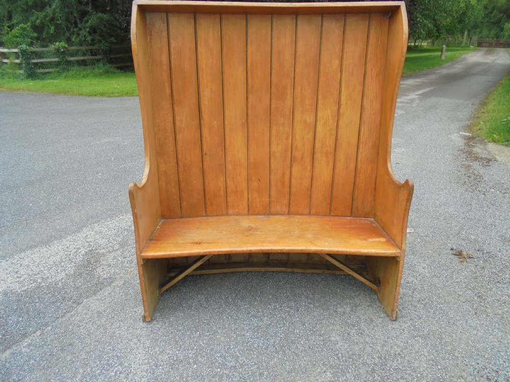 19th century pine,  bowed back country settle View III