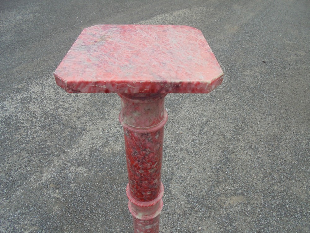 Rouge marble torchere stand View III