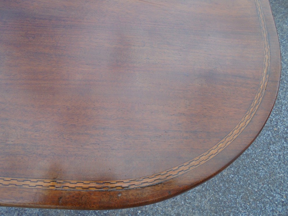 Pair 18th century inlaid demi lune console tables View VII