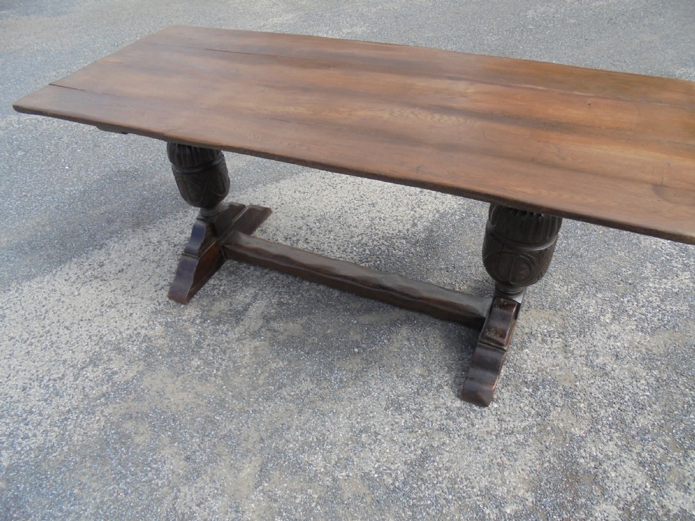 Oak refectory farmhouse kitchen dining table, seats eight View II