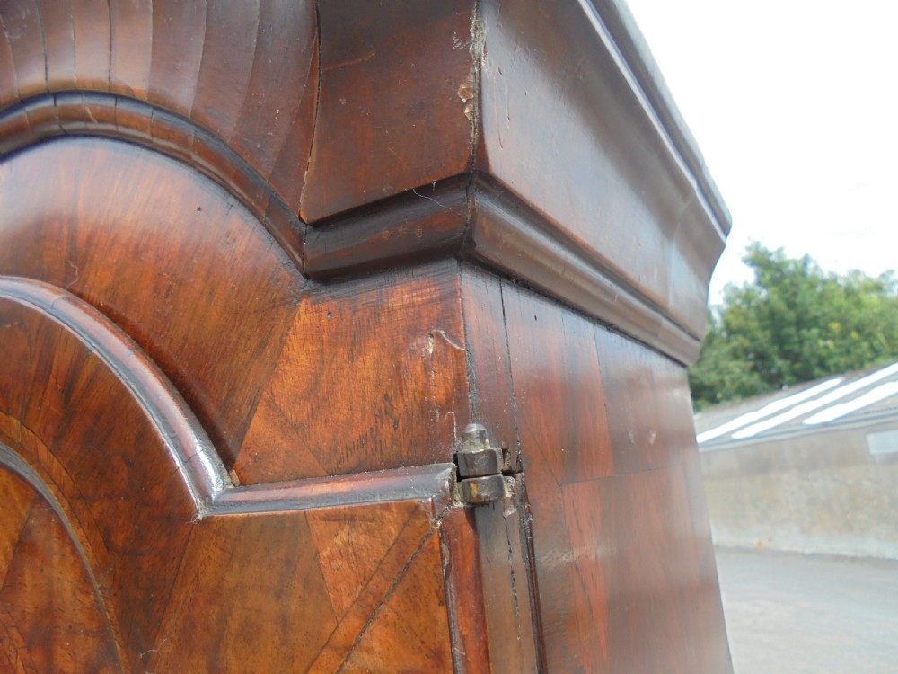 Queen Anne style walnut bureau bookcase marquetry panels View VI
