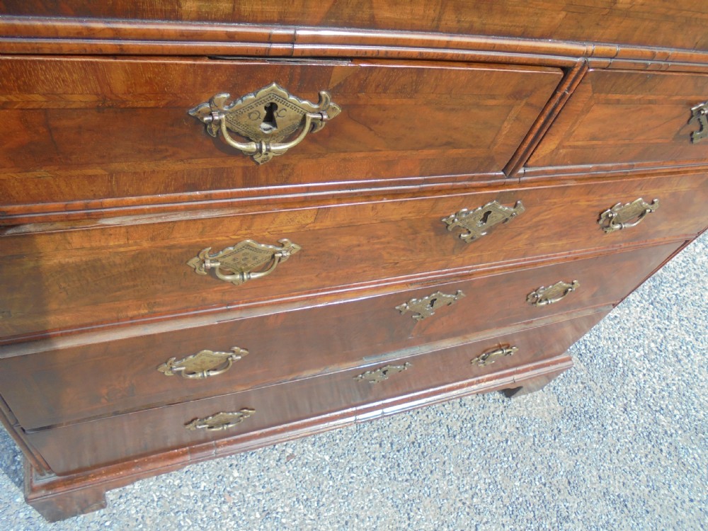 Queen Anne style walnut bureau bookcase marquetry panels View IX