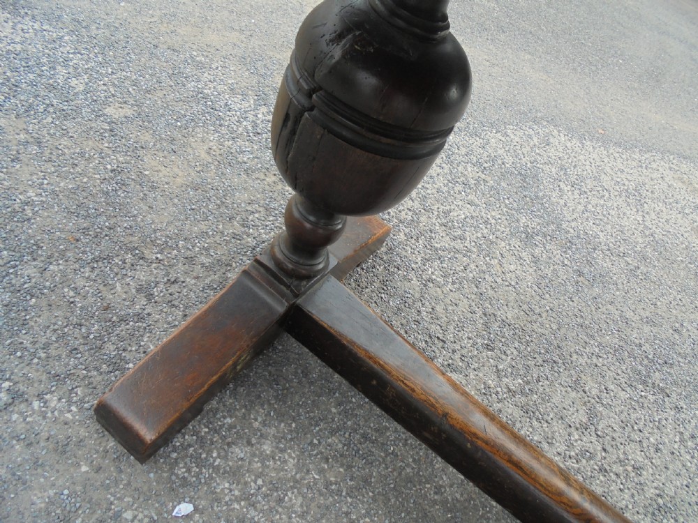 19th century oak refectory farmhouse  kitchen dining table seats eight View II