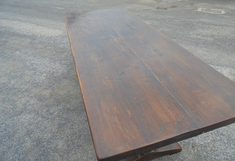 19th century oak refectory farmhouse  kitchen dining table seats eight View V