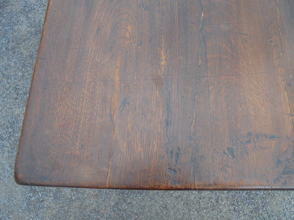 19th century oak refectory farmhouse  kitchen dining table seats eight View VII