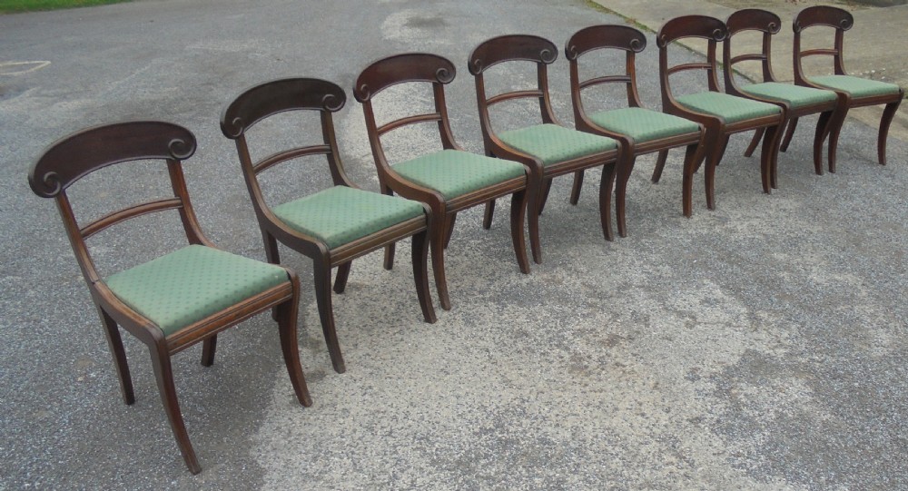 Set of eight Regency  sabre leg dining chairs View III