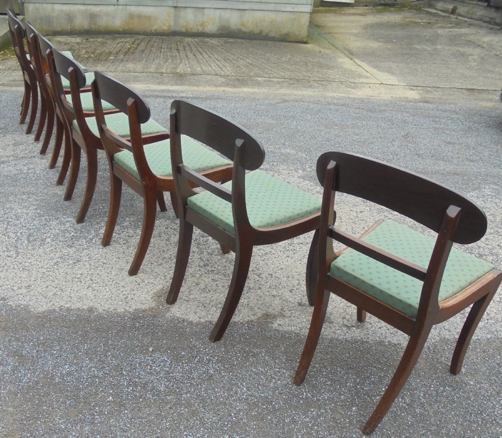 Set of eight Regency  sabre leg dining chairs View VI