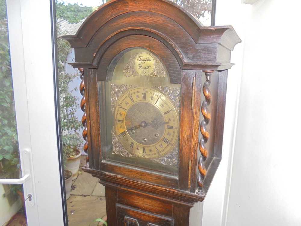 Jacobean style oak Grandmother clock View IV