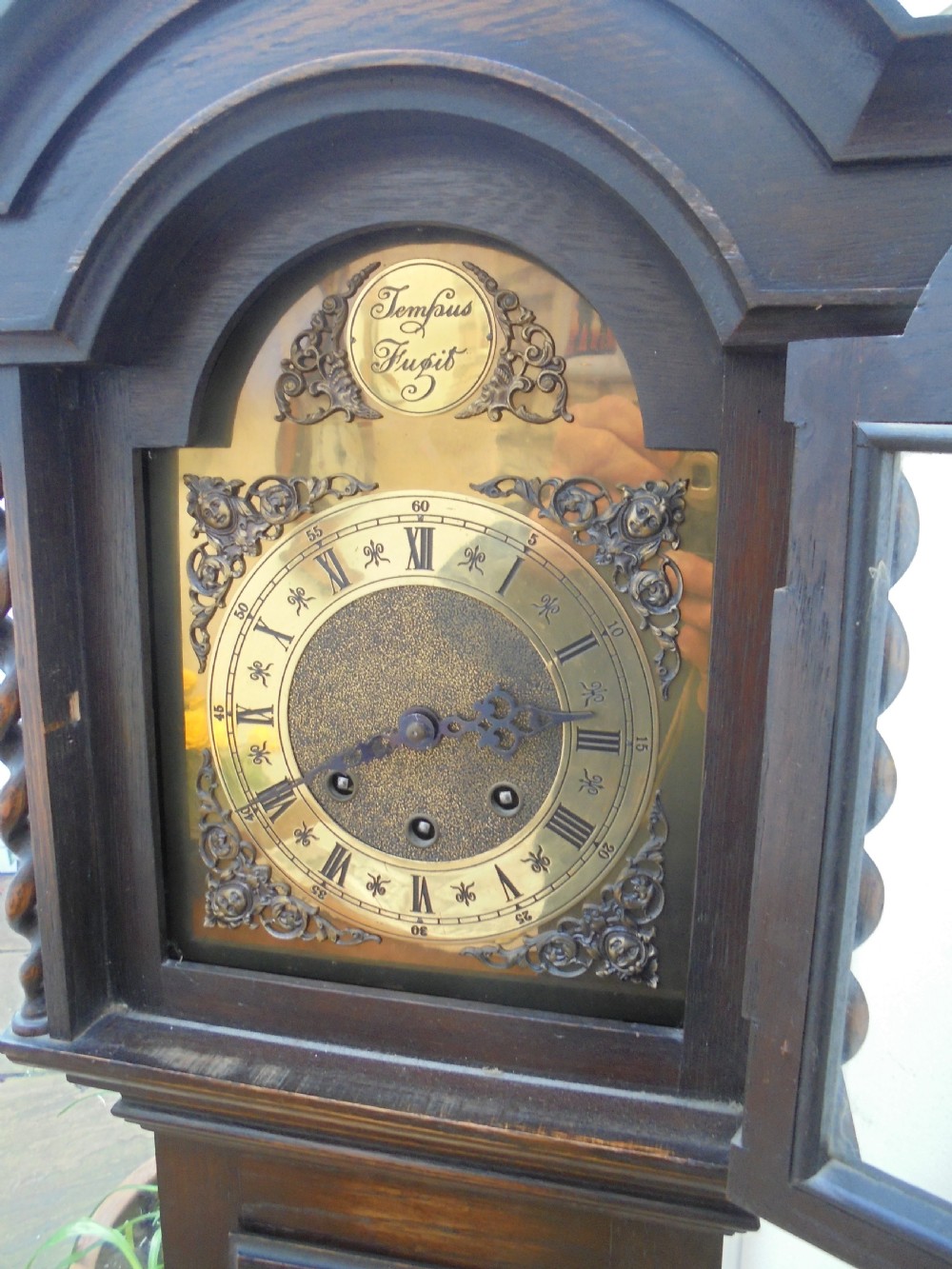 Jacobean style oak Grandmother clock View VI