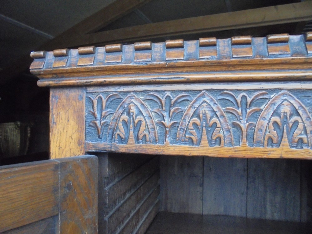 Panelled oak linen press storage View V